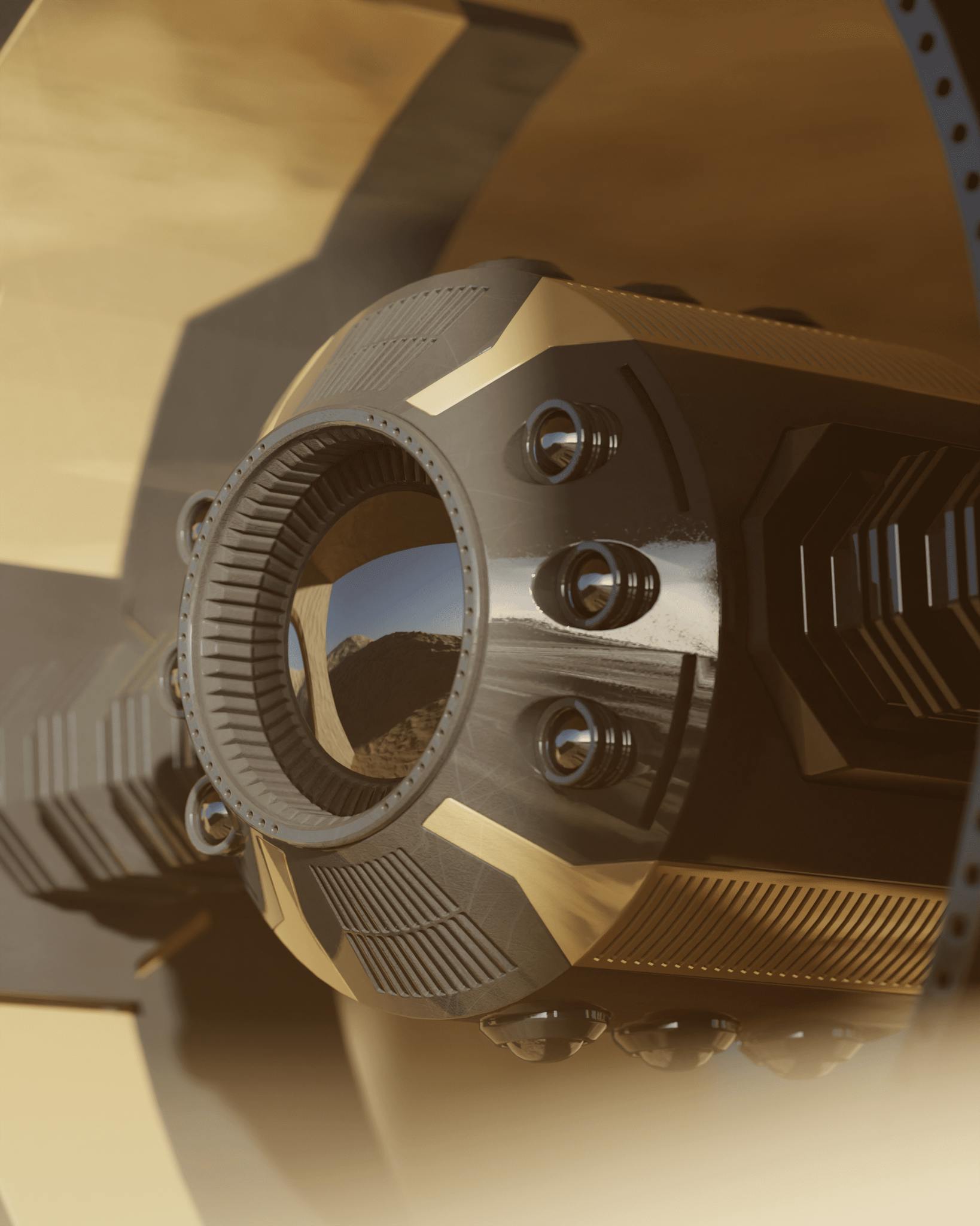 Detailed close-up of a futuristic drone, showcasing advanced design and technology elements.